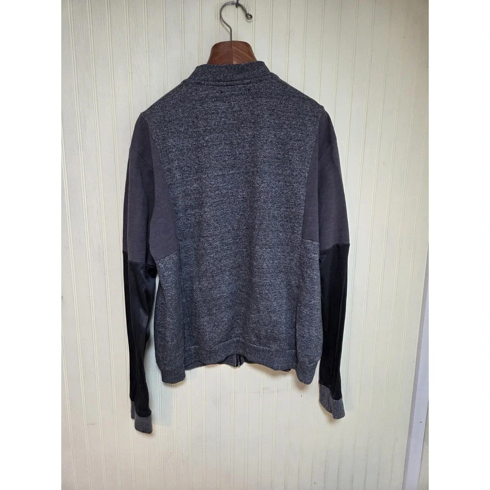 Red Ape Jacket Mens XL Gray Varsity Full Zip Knit R Logo Faux Leather Sleeves - Picture 3 of 9